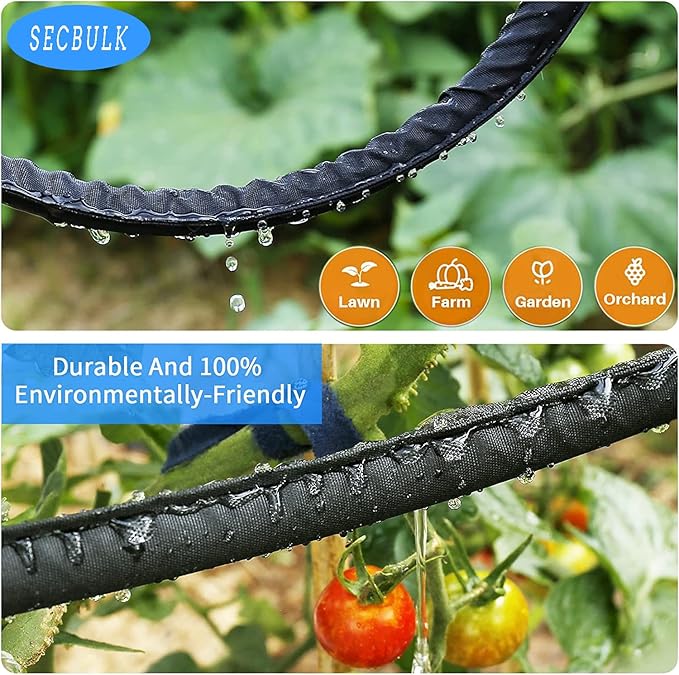 2025 Flat Soaker Hose 25 ft with Stakes for Garden, 25ft Linkable Drip Hose Diy Garden Irrigation System Saving 80% Water, Dual-layer Leak-free Design Water Hose with Holes