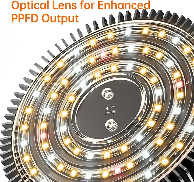 Hanging Grow Light for Indoor Plants Full Spectrum, Black Plant Bulb with Optical Lens for Enhanced PPFD, Pendant Grow Light with Timer, 16.4 FT Power Cord, Perfect for Tall Plants and Flowers