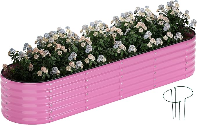 Galvanized Metal Planter Raised Garden Bed Kit for Gardening Outdoor，8x2x1ft Planter Grow Garden Box Raised Flower Bed，Long Vegetable Clearance Herb Raised Garden Beds for Gardening