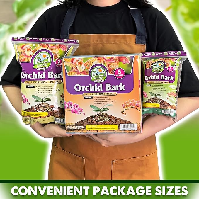 DUSPRO Orchid Bark Bulk, Fine Orchid Bark for Plants, Optimal Texture Bark for Orchids, Ideal Wood Chips for Plants, Plant Bark for Potting, Bark Soil for Plants (1qt, Standard Bark)