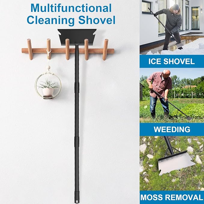 Garden Cleaning Shovel, Snow Shovel, Ice Scraper, 59 Inch Adjustable Handle Heavy Duty Garden Shovel Multifunctional Cleaning Shovel, for Lawn Edging, Scraping, Weed and Ice Removal