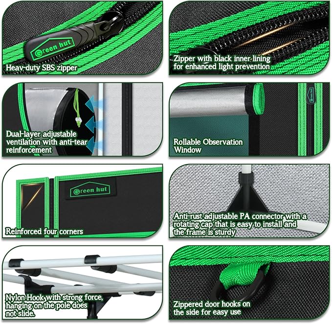 Grow Tent 24"x24"x48" 600D Mylar Hydroponic Indoor Grow Tents with Observation Window, Removable Floor Tray and Tool Bag for Indoor Plant Growing 2x2