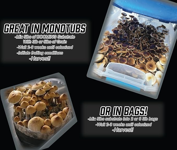 Booming Substrate | 5lb Coir Vermiculite Gypsum CVG Sterilized Substrate Blend | Ready to Use Mushroom Substrate Perferct for Manure and Dung Loving Mushrooms (5lb)