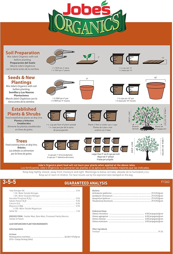 Jobe’s Organics Granular Garden Fertilizer, Easy Plant Care Fertilizer for Fruit and Nut Plants and Trees, 4 lbs Bag