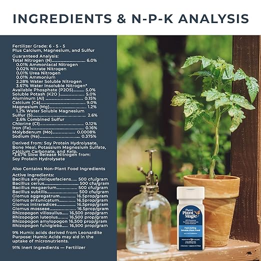Organic Plant Magic - Truly Organic™ Easy to Use Soluble Plant Food Shaker: All-Purpose Fertilizer Concentrate for All Flower Vegetable Herb Fruit Tree Indoor Garden & House Plants [Four 3 oz Shaker]