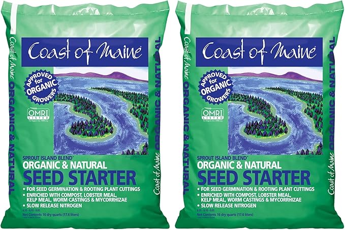 Coast of Maine Sprout Island Blend Organic & Natural Seed Starter for Seed Germination and Rooting Plant Cuttings, 16 Quarts (Pack of 2)