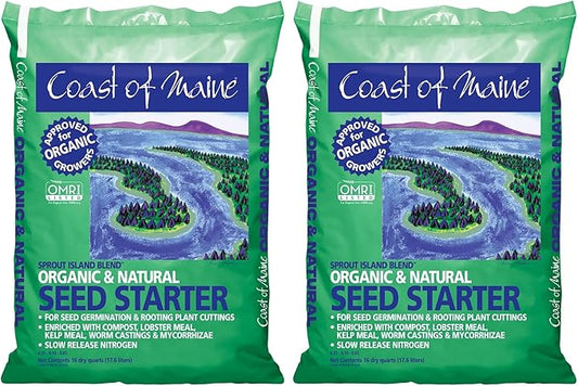 Coast of Maine Sprout Island Blend Organic & Natural Seed Starter for Seed Germination and Rooting Plant Cuttings, 16 Quarts (Pack of 2)