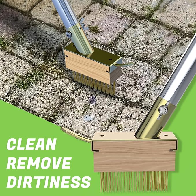 Crack Weeder Tool Set, Manual Stainless Steel Crevice Weeding Tool with Adjustable Handle for Moss & Weed Removal in Driveways, Patios, Pavers, Garden Cracks