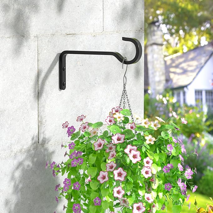 6 Inch 2 Pack Heavy Duty Outdoor Plant Hangers for Hanging Baskets, Iron Hanging Plant Brackets for Hanging Plants Outside, Metal Plant Hooks Plant Wall Hooks for Hanging Lantern, Bird Feeder