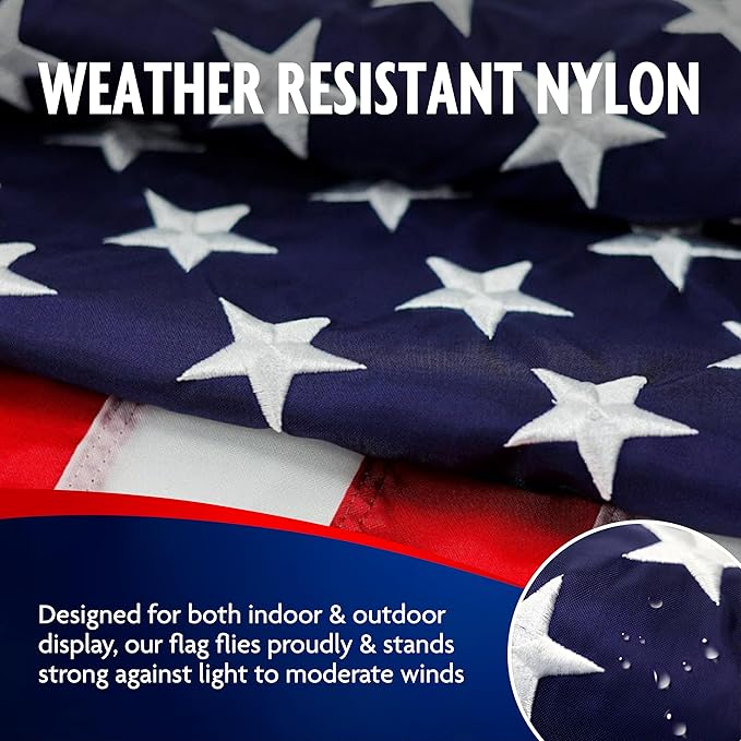 Carrot-Top Beacon Nylon American Flag for Outside & Inside 4x6 - US Flag, Outdoor, United States, Made in USA, Heavy Duty Flag with Brass Grommets