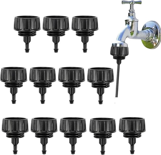 3/4 Inch Female Pipe Thread to 1/4 Inch Drip Irrigation Tubing Adapter: 12pcs 1/4 In. Barbed Drip Line x 3/4 In. Irrigation Hose Connectors 3/4" Garden Hose to 1/4" Drip Tubing Drip (1/4 Inch)