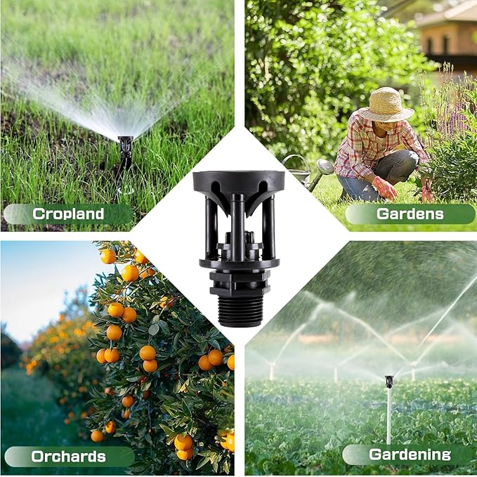 4 Pack Wobbler Irrigation Sprinkler, 1/2 inch Water Saving Wobbler Sprinkler Head, 46 to 79 ft Spray Distance Garden Wobblers for Irrigation Medium Lawn, Yard and Areas