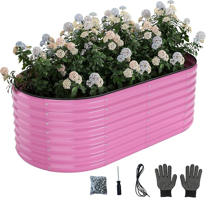 Galvanized Metal Planter Raised Garden Bed Kit for Gardening Outdoor，6x3x2ft Planter Grow Garden Box Raised Flower Bed，Long Vegetable Clearance Herb Raised Garden Beds for Container Gardening