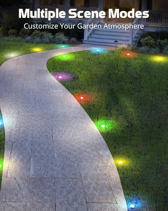 Outdoor Ground Lights, 33ft RGB+IC Outdoor Lights for Patio, 15 Pack Pathway Lights with App Bluetooth Control, LED Patio Lights with IP65 Waterproof for Garden Decor, Mulitiple Scene Modes