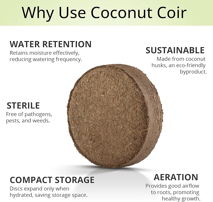 Coconut Coir Potting Soil for Indoor Plants - Expands to 2.5 Quart (5.5 lb) | Perfect for General Houseplants, Herbs, and Bonsai Trees - Expands with Water