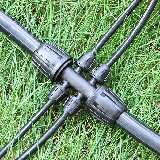 12 Pack 1/2 Inch(1/2" ID x 0.65" OD) To 1/4 Inch Drip Irrigation Fitting, Anti-drop 16mm 1/2" Drip Line to 1/4" Drip Tubing Six-Way Adapter for Garden Irrigation System Connection