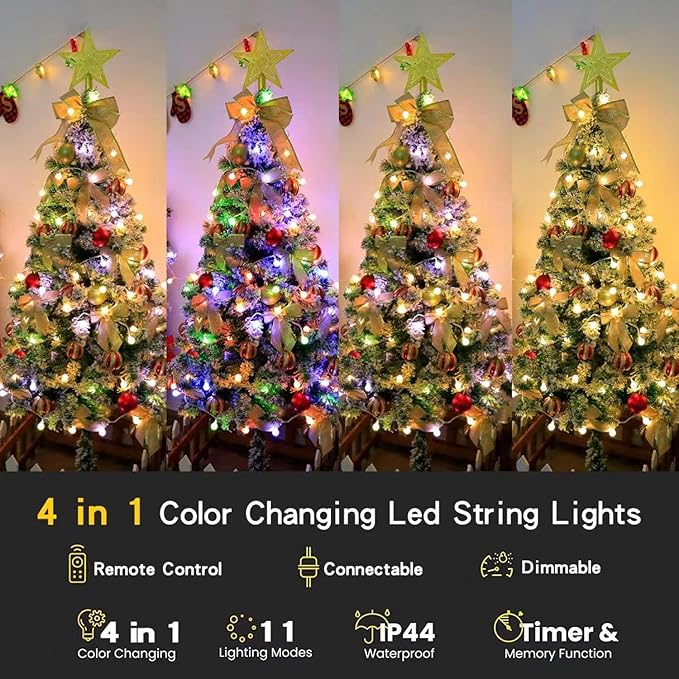 Globe String Lights,Multicolor 116 Feet 200 led 11 Lighting Modes Fairy String Lights with Remote,Waterproof Mini Globe Lights Decorn for Indoor Outdoor Party Wedding Christmas Tree Garden