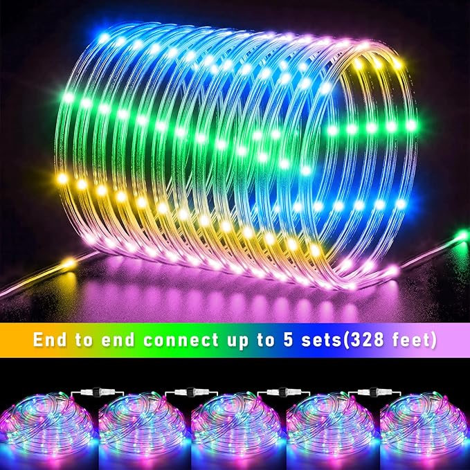 66FT 200 LED Rope Lights for Outside, Easter Lights Outdoor with Waterproof 8 Modes, Flexible and Connectable Plug in String Lights for Indoor Patio Pool Party Easter Decorations, Pastel Multicolor
