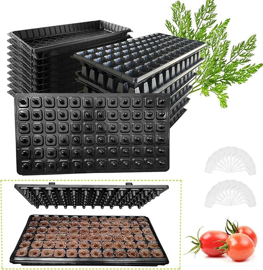 72 Cell Seed Starter Trays with Dibber – 20 Pack Reusable Seedling Trays for Germination Propagation, 72 Hole Soil Digger for Quickly Setting Out, Gift for Gardener.