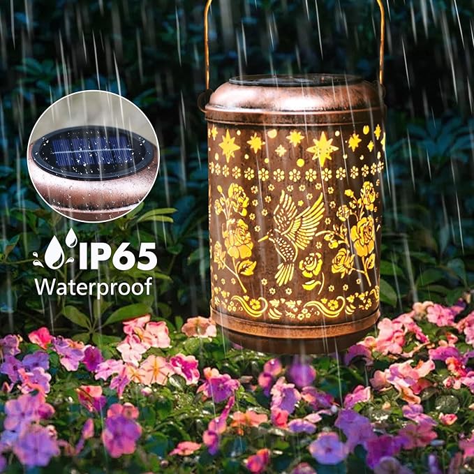 Solar Hummingbird Lanterns Outdoor Waterproof Mothers Day Gifts for Women Mom Grandma Garden Decor Hanging Solar Lights Metal Decoration Outside for Yard, Patio,Backyard,Porch