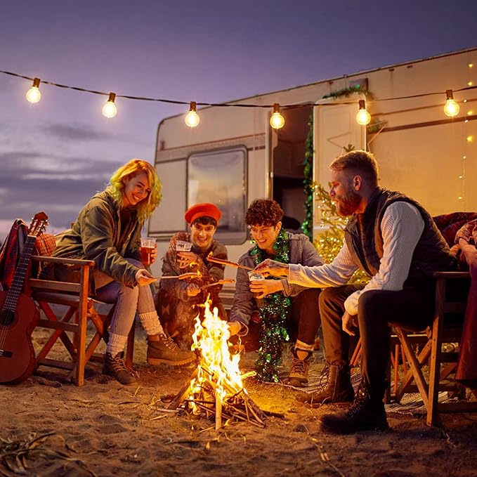 Brightown G40 Solar Replacement Bulbs, E12/C7 Candelabra Screw Base, 3V, 0.15W, 1.5 Inch Shatterproof Globe LED Bulbs Only for Solar Outdoor String Lights, 2700K, Dimmable, Warm White, 25 Pack