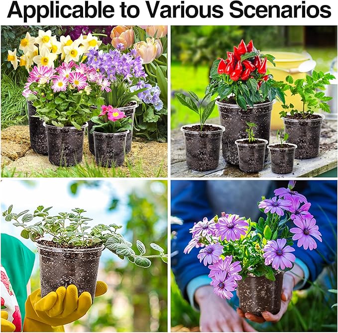 Bonviee Clear Nursery Pots for Plants, 3.5 Inch Plant Pot for Planting Plastic Seedling Pots with Drainage Holes Seed Starter Pot Flower Pots High Transparency with 20 Plant Labels (60 Pack)