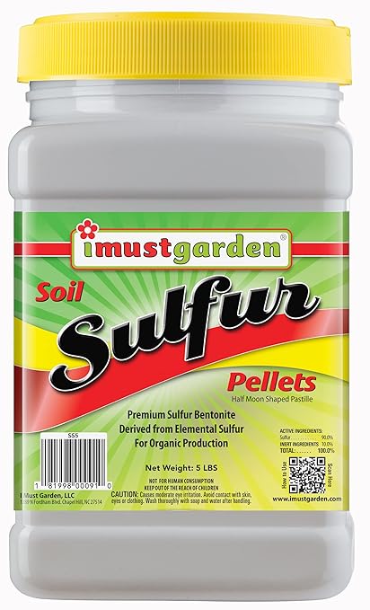 I Must Garden Soil Sulfur Pellets: Organic Soil Acidifier | Naturally Promotes Lush Growth – 5lb Shaker Jar