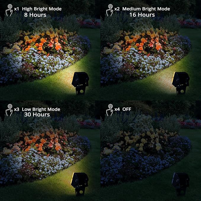 Solar Spot Lights Outdoor Waterproof IP65 Landscape Spotlights with Metal Stake Total 84ft Cable 6-in-1 Warm White Auto On/Off Dusk to Dawn Uplights for Trees Garden Yard Landscape Downlight