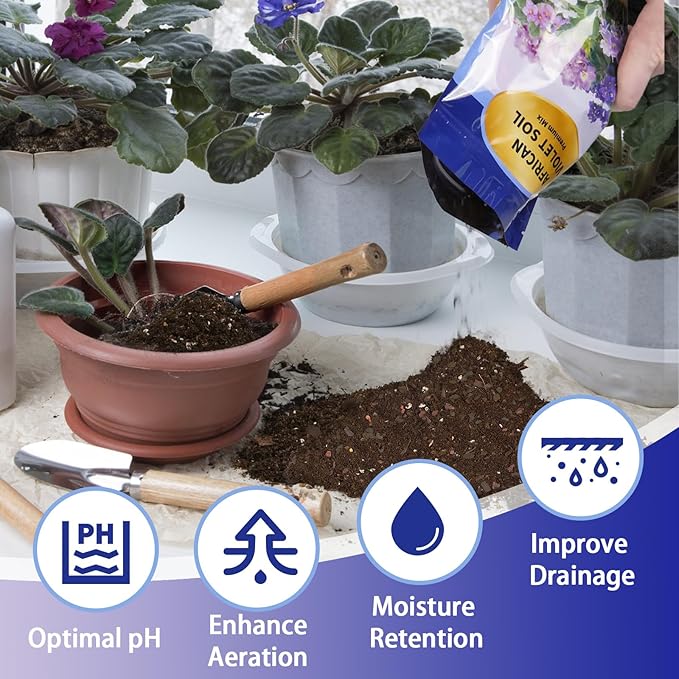 African Violet Potting Soil Mix 10qt, Pre-Mixed Acid Soil Ideal for African Violets to Ensure Optimal Nutrient Uptake and Vibrant Blooms