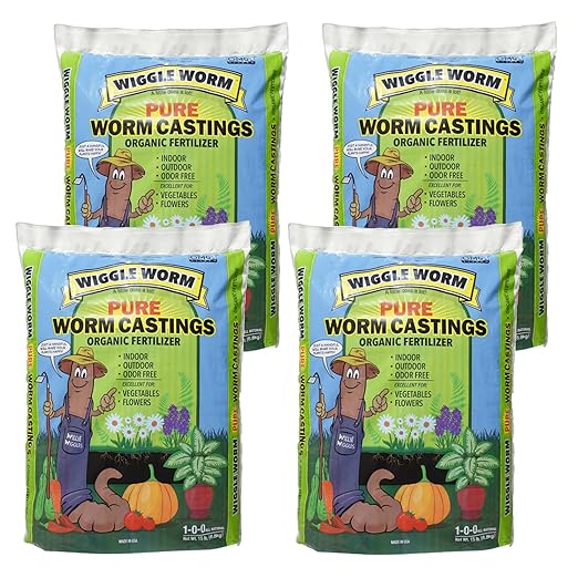 100% Pure Organic Worm Castings Fertilizer, 15-Pounds (4 Pack) - Improves Soil Fertility and Aeration for Houseplants, Vegetables, Gardens, and More – OMRI-Listed and Mineral-Dense