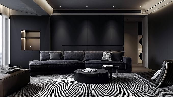 Dimoon 118''x15.7'' Black Skin Peel and Stick Wallpaper Contact Paper Modern Self Adhesive Wall Paper Removable Renter Friendly Textured Solid Color Cabinet Vinyl Roll (118''x15.7'',Black Skin)