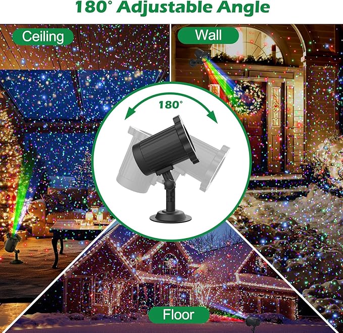 Laser Christmas Projector Lights Outdoor, 3 Color Christmas Laser Light Outdoor with Remote Control,IP65 Waterproof Firefly Laser Light Projector for Holiday,Party,Garden,Decoration