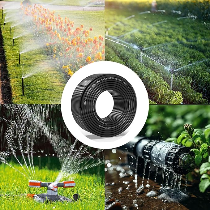 18/3 Solid Sprinkler System Wire 100ft, 18 Gauge Irrigation Wires PVC Jacket Sprinkler Cable for Underground Irrigation Valves Field Central Control System