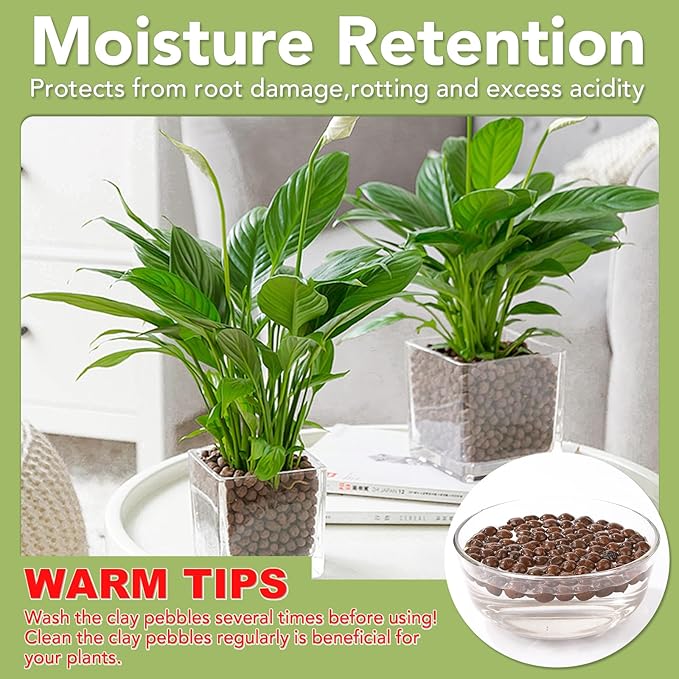 8 LBS Organic Clay Pebbles 4mm-16mm Leca for Plants 100% Natural Hydroton Clay Pebbles for Hydroponic Growing Gardening Orchids Drainage Decoration Aquaponics