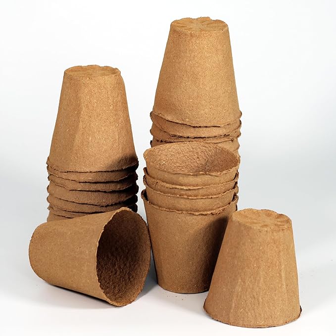 Daniel's Plants 4" Naked Pots | Large Natural Plantable Seed Starter Pots | OMRI-Listed Biodegradable Pots for Seedlings | Enhanced Aeration | Earth Freindly - Peat Free | 10 Pack 4 Inch Round