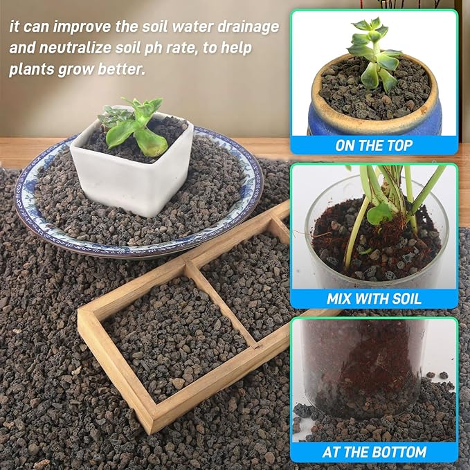 45Lb Horticultural Lava Rock-Lava Rocks for Plants,Succulent Soil Amendment,Decorative Cactus Soil Potting Mix,Volcanic Rock for Aquarium Fairy Gardening Top Dressing Plant Drainage