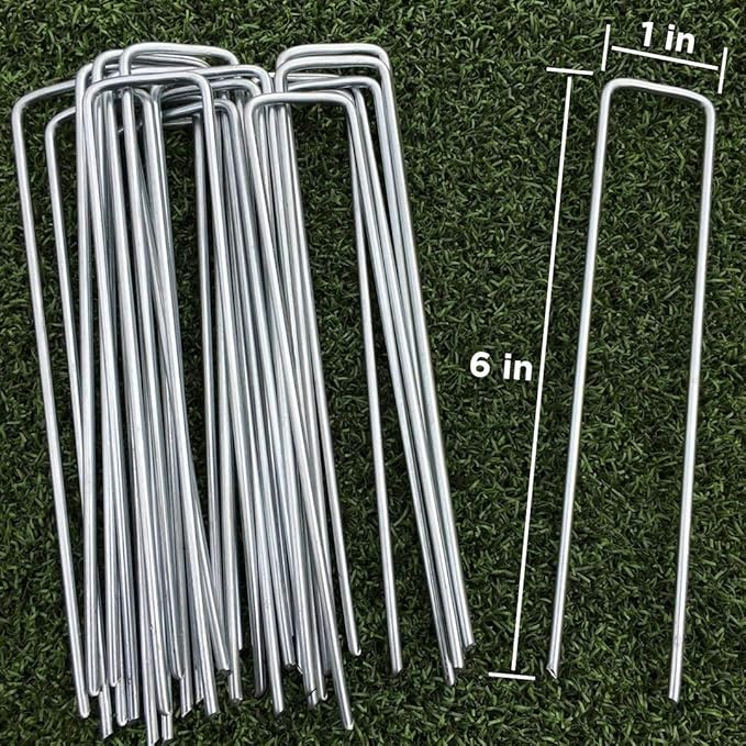 100-Pack 6'' 11 Gauge Heavy Duty U-Shaped Landscape Staples - Landscape Stakes, Garden Staples, Landscape Pins for Weed Barrier, Fabric, Netting, Irrigation Hoses, Ground Mat