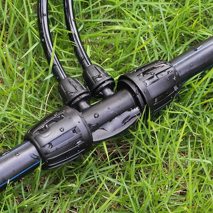 13 Pcs Drip Irrigation Fittings for 1/2 Inch Tubing (1/2" ID x 0.65" OD) to 1/4 Inch Irrigation Tubing, Locked Barbed 1/2" to 1/4" Reducing Tee Connector Drip Line Parts