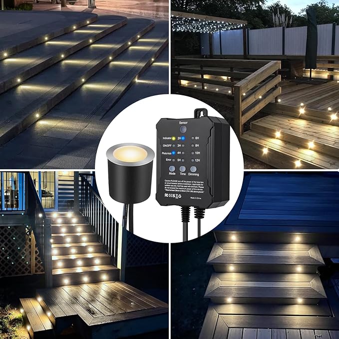 SMY Lighting Dimmable LED Deck Lights with Timer and Photocell Sensor and Protecting Shell φ32mm,20Pack Outdoor LED Smart Deck Lighting IP67 Waterproof for Garden,Yard Stair, Patio, Floor Decoration