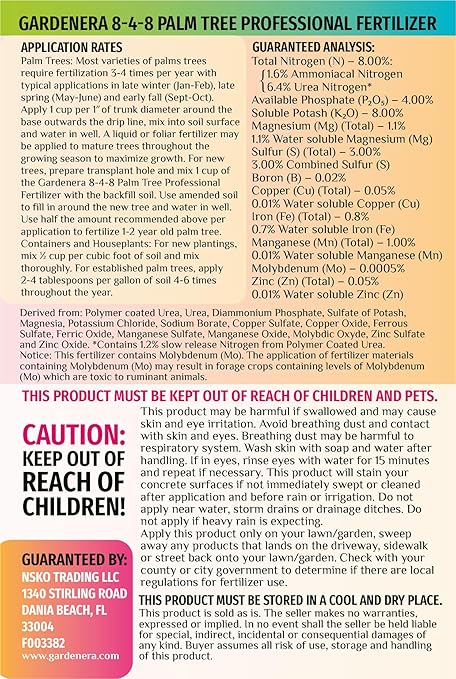 Premium All Season Palm, Ixora, and Ornamental Plant Food (8-4-8) - Nourish Your Landscape for Lush Growth and Beautiful Blooms - 1 Quart