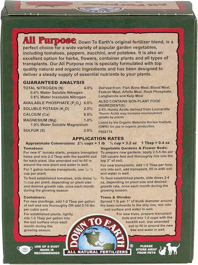 Down to Earth Organic All Purpose Fertilizer Mix 4-6-2, 1 lb