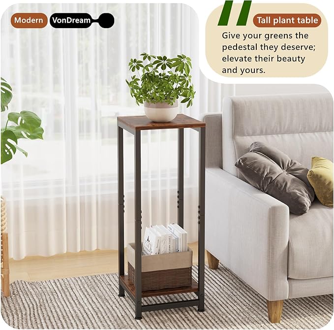 Tall Plant Stands Indoor ,2 Tier Pedestal Stand, Corner Plant Stands for Indoor Plants Multiple, Small Side Table for Indoor Plants, Tall Plant Table
