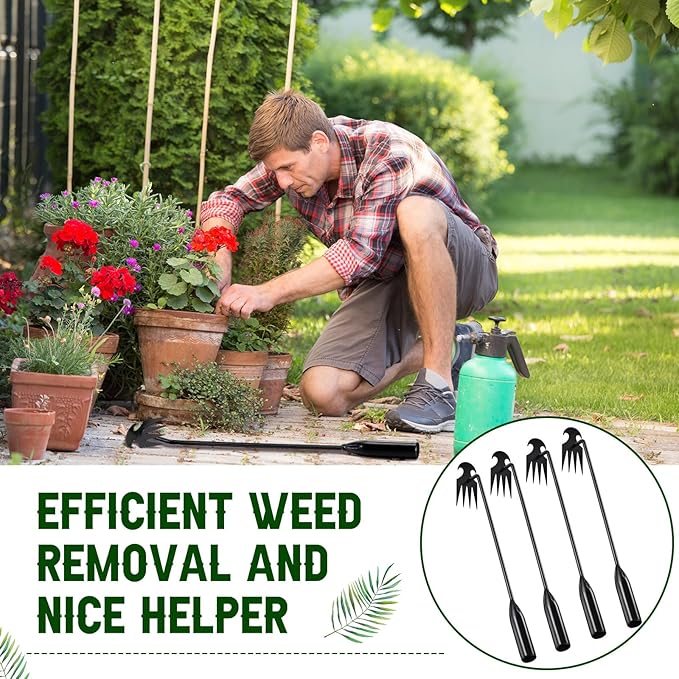 10 Pcs Weed Puller Tool Garden Weed Pulling Tool Portable Garden Weeder Tool 4 Teeth Durable Garden Weed Pulling Tool Hand Weeder Tool for Vegetable Gardening Backyard Farm Planting Weeding