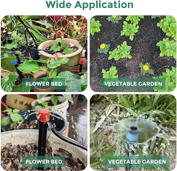 52 Pack Drip Emitters Sprays for 1/4" Drip Irrigation Tubing (26 pcs Emitters Vortex + 26 pcs Emitters Stream)