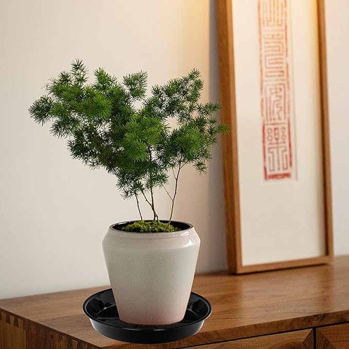 2 Pack Plant Saucer Drip Tray 17 inch, Large Heavy Sturdy Plastic Planter Flower Pot Saucers for Indoor Outdoor Garden, Plant Water Drip Trays for pots (17" 2Pack, Black)