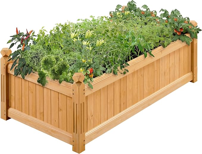 Yaheetech 46″ L × 23.5″ W × 16″ H Wooden Raised Garden Bed, Horticulture Wood Rectangular Garden Planter Outdoor, Raised Planter Box for Yard/Greenhouse/Vegetable/Flower/Herbs, Light Brown