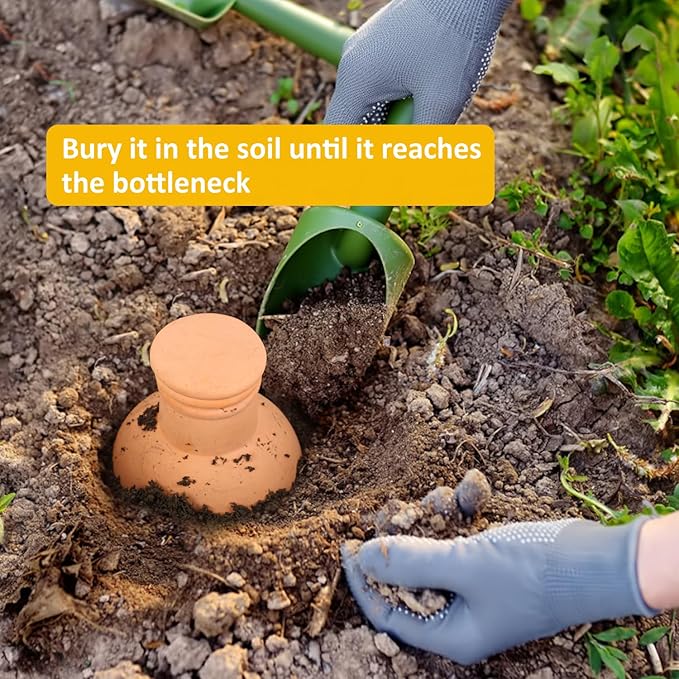 3pcs Ollas 10×3.5×3.5inch Terracotta Watering Pots Self Watering Planter Watering System 30.5oz Plant Watering Globes Clay Watering Pot with lid Terra Cotta Clay Irrigation Globes