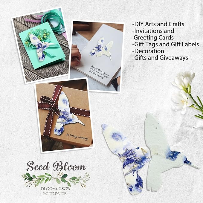 24pcs Hummingbird Seed Paper – Plantable Wildflower Packets for Weddings, Gifts, & Life Events (24 Hummingbird)