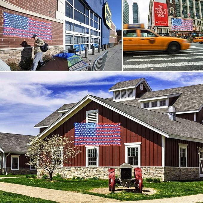 MUYUN 420 LEDs American Flag Lights, Waterproof LED US Light, United States Flag Light for Garden, Festival, Holiday, Party Decoration, Christmas Decorations