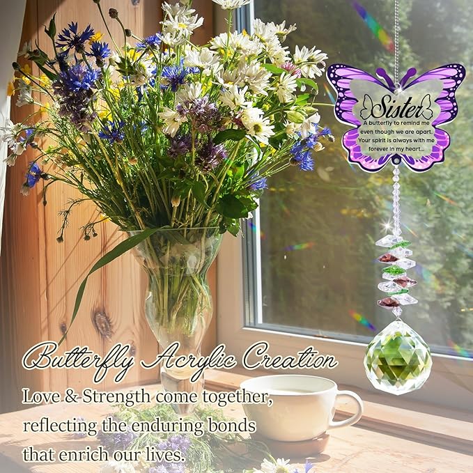 Sympathy Gifts for Loss of Sister, Sister Memorial Crystal Suncatcher Rainbow Maker,Memorial Gifts for Loss of Sister, in Memory of Sister, Bereavement Gifts for Loss of Sister